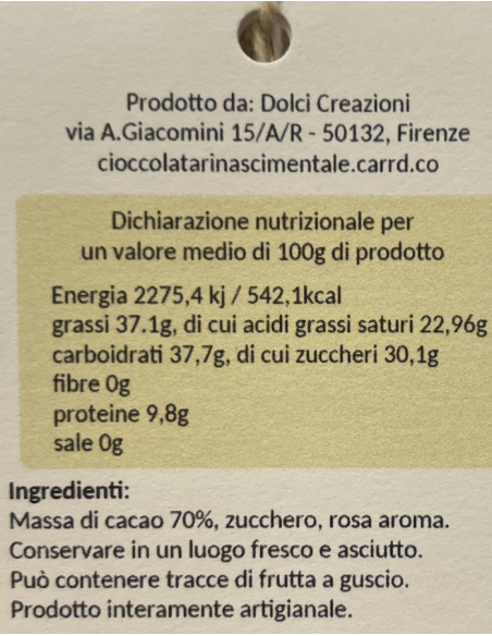 CIOCCOLATA RINASCIMENTALE alla ROSA