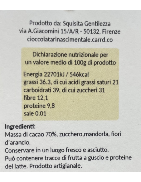 CIOCCOLATA RINASCIMENTALE all'arancia